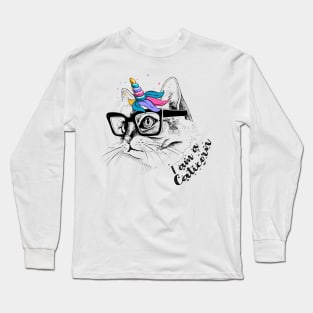 I Am A Caticorn Cute Unicorn Cat Lovers Gift Kittycorn Long Sleeve T-Shirt